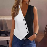 Fongt New Summer New Sleeveless Jumpsuit Fashion Slim V-Neck Vest