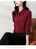 Fongt Senior Sense Stripe Shirt Female Light Ripe Wind Design Sense Minority Professional Temperament High-End Long Sleeve Shirt-Outfit