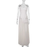 Fongt Autumn 2024 New Sexy Dress Famous Style Temperament Holiday Body Mesh Dress A Swing
