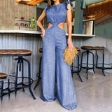 Fongt New 2024 Summer Round Collar Flounce Jumpsuit-Outfit