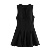 Fongt Women's Clothing 2025 Spring New Women's Wide Swing Bow Dress
