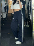 Piping Detail Baggy Sweatpants-Outfit
