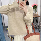 Of Warm-Sensitive Soft-Wind Pullover Sweater Sweet Soft Waxy Loose Long-Sleeved Knitted Shirt-Outfit