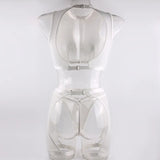 High Neck Mesh Tank Lingerie Set-Outfit
