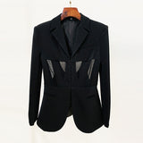 Fongt New Star Fashion Perspective Mesh Splicing Suit Personality Mesh Splicing Trousers