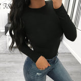 Long Sleeve Black Bodysuit O Neck Casual Spring Winter White Body Top Sexy Women 2020 Bodysuits