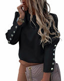 Fongt Ebaywish Explosion Ins Net Red Long-Sleeved Round Collar Metal Buckle