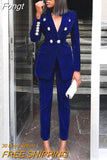 Summer Sets for Women 2023 New Navy Blue V Neck Long Sleeve Sexy 2 Piece Set Outfits High Quality Two Piece Set