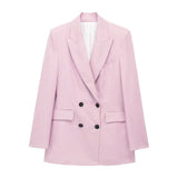 New Women's Double-Breasted Suit Jacket Straight Trousers 8194394 8003394-Outfit