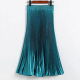 Fongt Luster Polyester Pressure Folded Half Skirt Original Single Long Skirt Silk Clear Silk #8035