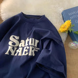 Quality Cotton Oversized T Shirts Unisex High Street Brand Letters Print Solid Tops Summer Loose Short Sleeve Fashion