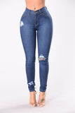 Mid Waist Ripped Slim Fit Skinny