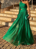 Fongt Spring And Summer Solid Shoulder-Lender Temperament Elegant Long