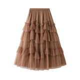 Fongt Skirt 2025 Spring New Mesh Dress Design Half-Dress Net Yarn Splicing Ponpong Skirt D1865