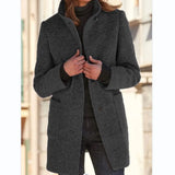 Fongt Autumn And Winter Women's New Ebay Retro Solid Color Button Collar Hair