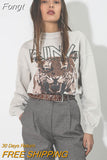 Graphic Sweatshirts for Women Fashion Animal Printed Pullovers Tops 2023 Spring Autumn Female Loose Sweatshirt