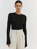 Fongt Collar Knitted Sweater Long-Sleeved Pit Strip Bottom Shirt Solid Color Tight Autumn And Winter Top