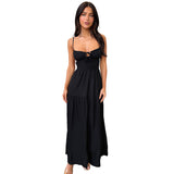 Fongt Sling Strip A Swing Holiday Style Dress 2024 New Temperament Strap To The Waist