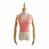 New Multicolor V-Collar Neck Suspender Summer Solid Color Bare Back Short Style Exposed Navel Wiped Chest Girl-Outfit