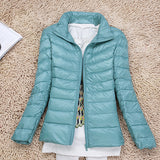 Spring And Autumn Winter Light Down Jacket Female Pure Color Standing Collar Slim Plus Large Size Short Coat Tide Direct Sales-Outfit