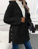 Fongt 2025 Ebaywish Hooded Solid-Colored Open-Shirt Button-Buttoned Long-Sleeved Casual Jacket
