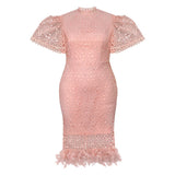 Fongt Elegant Style Lace Feathers High-Waist Skirt Plus-Size Party Banquet Dress Dress Elegant Dress