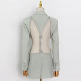 High Street Blazer For Women Notched Collar Long Sleeve Cut Out Solid Blazers Female Clothes Style New 2022