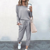 Women 2 Piece Set Loose Comfortable Simple Style Solid Color Long Sleeve Casual Suit Clothes 2020 top Spring