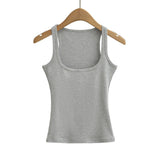 Trendy Women's Wear Pure Collar Solid Color Bottom Vest Summer New Style Slim Sleeveless Halter Top-Outfit