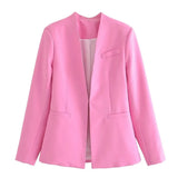 New Multi-Color Solid-Color Slimming Simple Leisure Suit Jacket 2274773-Outfit