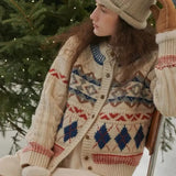 Knitted Design Buttoned Cardigan-Outfit