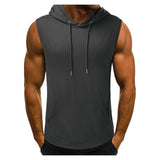 Men Hoodies Tank Top Fashion Sleeveless Tactical Gym Sports Slim Male Vest Bodybuilding Hooded Streetwear Workout Men Tank Top-Outfit
