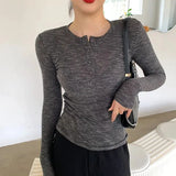 Spring Thin Cotton T-shirts Tees Women's Elastic Slim Solid Soft Semi-transparent O-neck Tshirt Top Real Photos-Outfit