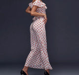 Red Polka Dot Off Shoulder Maxi Dress-Outfit