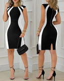 Summer Contrast Color Sleeveless Round Neck Stitching Zipper