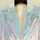 Fongt Fashion Personality BLING BLING Shiny Colored Lianglid Suit Shorts Set Two-Sleeve