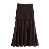 Fongt Women's ZA New Multi-Color Button Knitted Vest Vest Half-Skirt Set