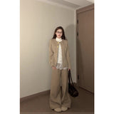 Fongt Old Money Style Wearing Long-Sleeved Wool Coat Autumn And Winter Lace Bottoming Sleeves Sleeves Three Sets