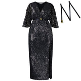 Fongt Fashion Women's Temperament V-Neck Sexy Skinny Lilif Size African Dress
