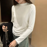 T-Shirts With Solid Shoulders And Long Sleeves Women Wear New Velvet And Thickened Foundation Shirts In Autumn And