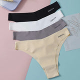 Seamless Panties Ladies Thong Plus Size Women Sexy G String Low Waist Panty Solid Ice Silk Intimates Underwear M-XL