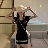 Fongt Temperament Sexy Knitted Dress Women's Summer 2023 New Niche Design Chic Skirt A Word