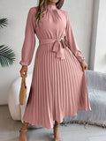 Autumn And Winter Elegant Long Sleeves To Close The Waist 100 Folding Dress Dress Women's