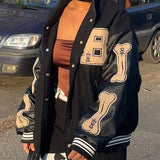 Varsity Lettering Embroidery Jacket-Outfit