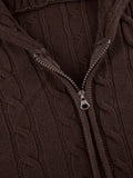 Hooded Cable Knit Cardigan-Outfit