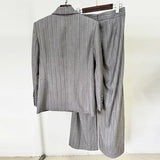 Fongt Early Spring New High-Grade Gray Heavyweight Hot Diamond Double Buckle Suit Trousers Set Two Sets