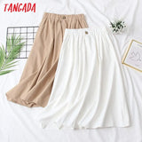 Women One Button Skirt Faldas Mujer Vintage Strethy Waist Office Ladies Elegant Chic Long Skirts