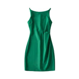 Spring New Style Spice Girl Style Shoulder Pleated Solid Color Dress Sexy Suspender Hip Skirt Woman-Outfit
