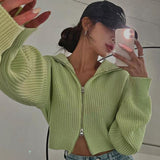 Y2K Double Zip Knit Top-Outfit