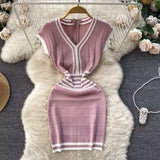 Temperament Pink T-Shirt Vest Dress Girl Summer Babes V Sexy Babes Short Skirt Pocketed